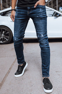 Spodnie męskie jeansowe z dziurami niebieskie Dstreet UX4021