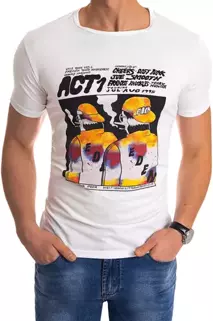 T-shirt męski z nadrukiem biały Dstreet RX4497