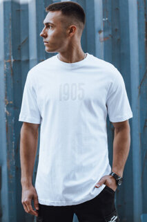T-shirt męski z nadrukiem biały Dstreet RX5519
