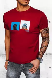 T-shirt męski z nadrukiem bordowy Dstreet RX5068