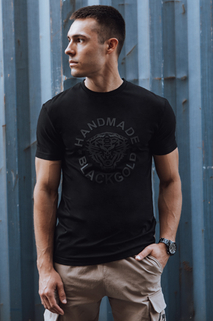 T-shirt męski z nadrukiem czarny Dstreet RX5583