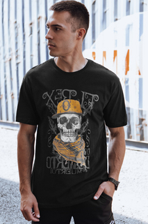 T-shirt męski z nadrukiem czarny Dstreet RX5617