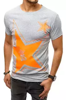 T-shirt męski z nadrukiem jasnoszary Dstreet RX4361