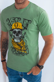 T-shirt męski z nadrukiem jasnozielony Dstreet RX5278