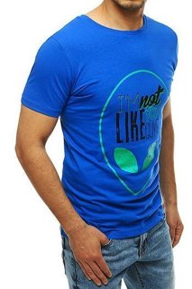 T-shirt męski z nadrukiem niebieski Dstreet RX4156