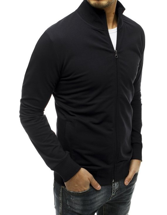 Bluza męska czarna bez kaputra rozpinana ze stójką Dstreet BX4833