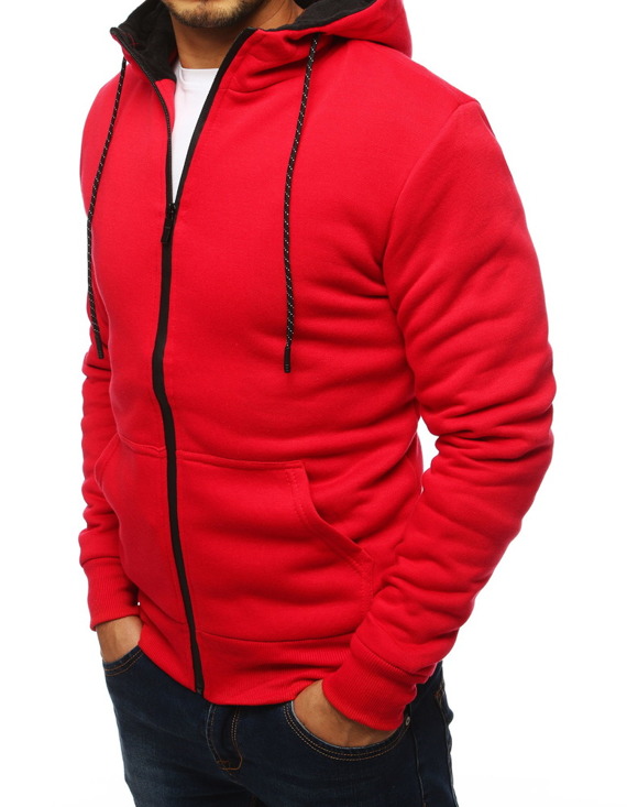 Bluza męska rozpinana z kapturem czerwona BX4124