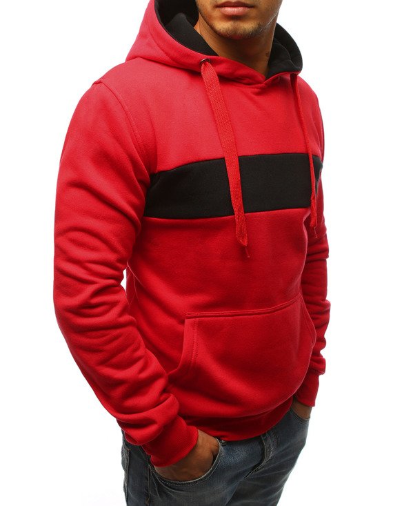 Bluza męska z kapturem czerwona BX3659