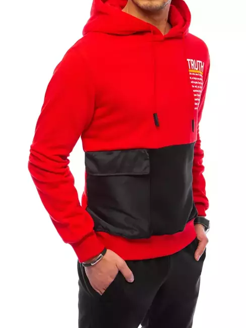 Bluza męska z kapturem czerwona Dstreet BX5235