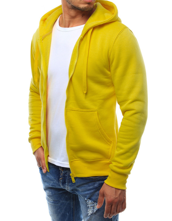 Bluza męska z kapturem rozpinana żółta BX2415