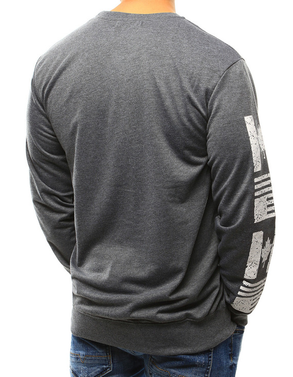 Bluza męska z nadrukiem antracytowa BX3285