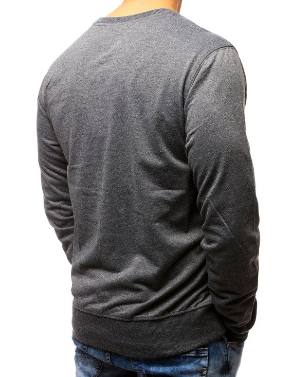 Bluza męska z nadrukiem antracytowa BX3503