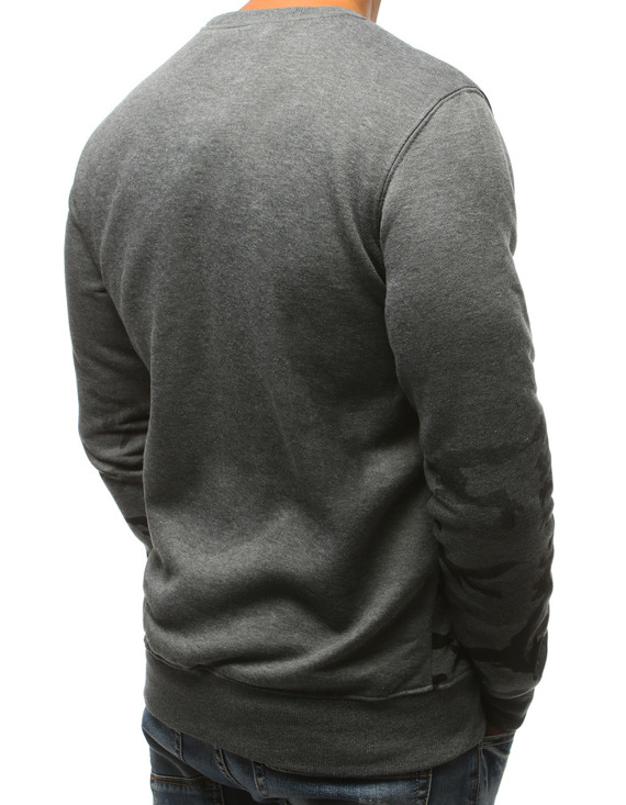 Bluza męska z nadrukiem antracytowa BX3595