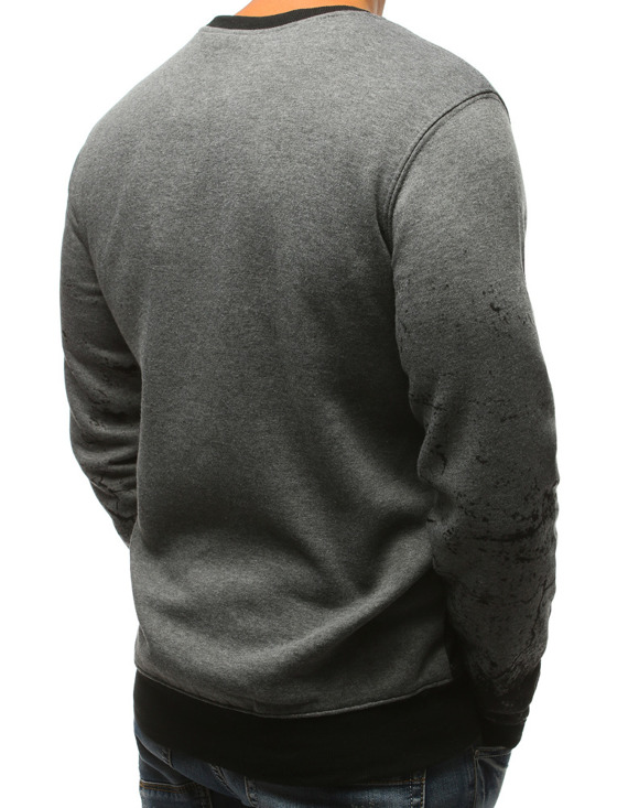 Bluza męska z nadrukiem antracytowa BX3604