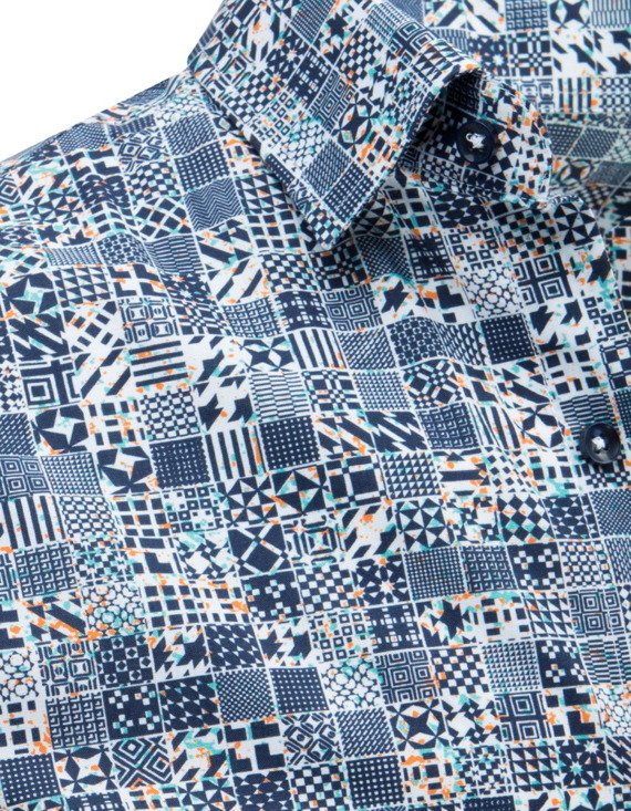 Elegancka koszula męska w niebieskie wzory DX1677