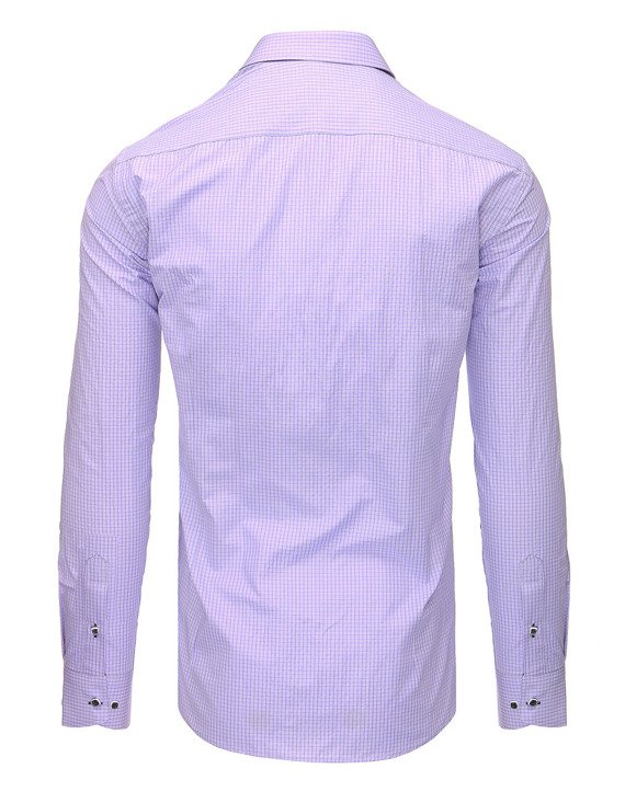 Fioletowa koszula męska w kratkę z długim rękawem DX1463