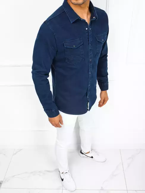 Koszula męska jeansowa ciemnoniebieska Dstreet DX2358