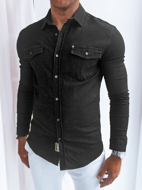 Koszula męska jeansowa czarna Dstreet DX2381