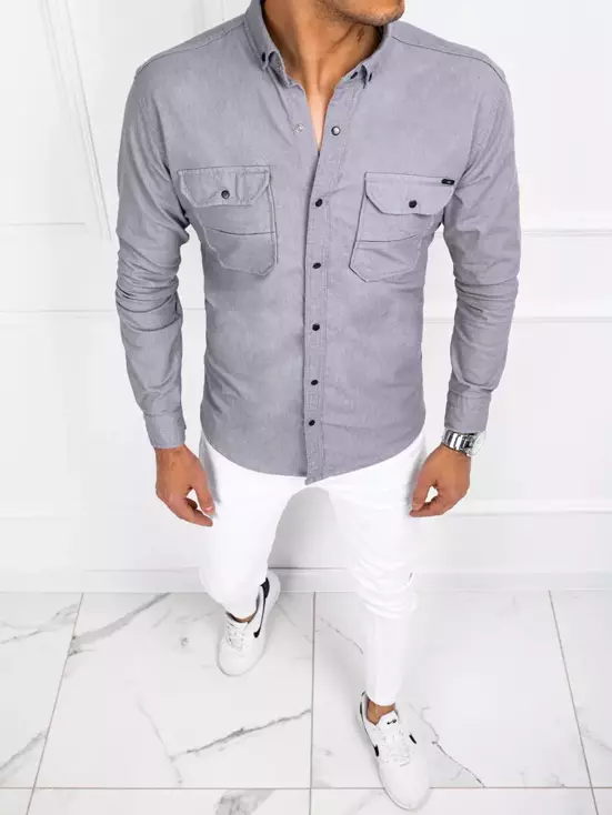 Koszula męska jeansowa fioletowa Dstreet DX2218
