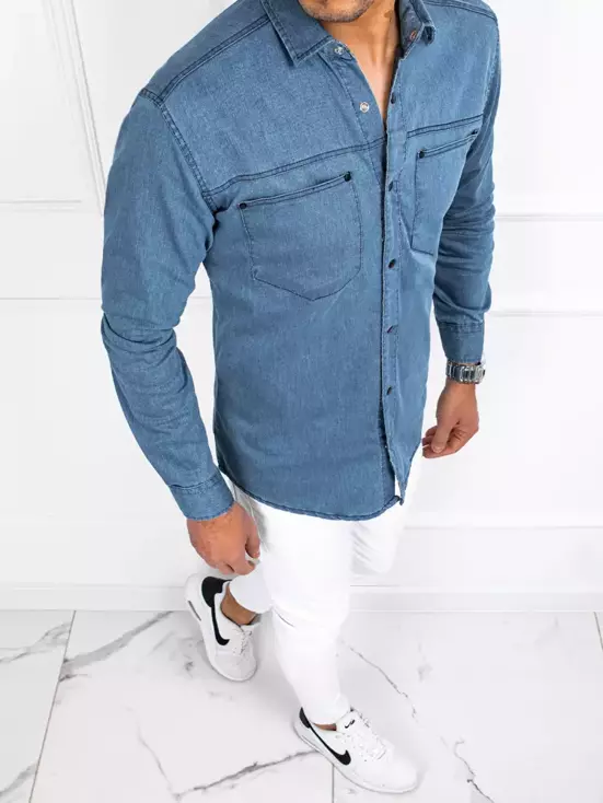 Koszula męska jeansowa niebieska Dstreet DX2210