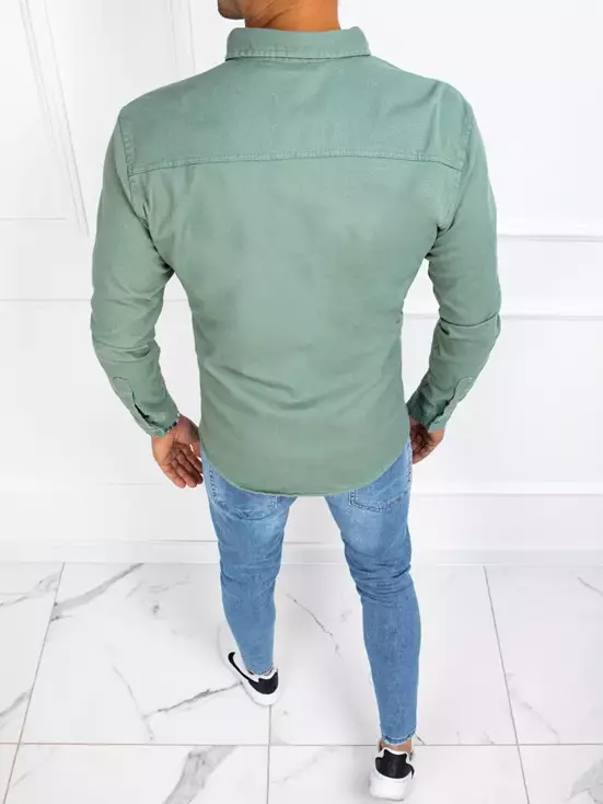 Koszula męska jeansowa zielona Dstreet DX2215