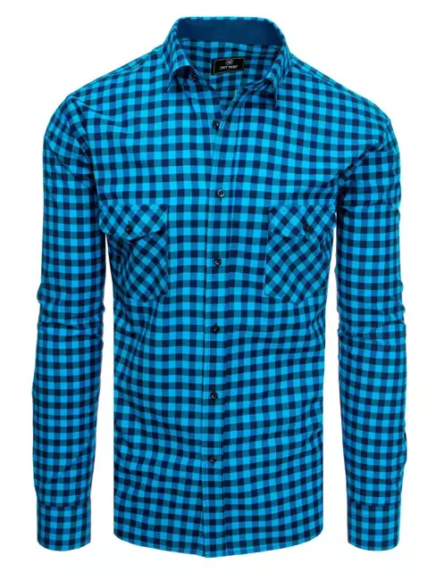 Koszula męska w kratkę niebiesko-granatową Dstreet DX2124