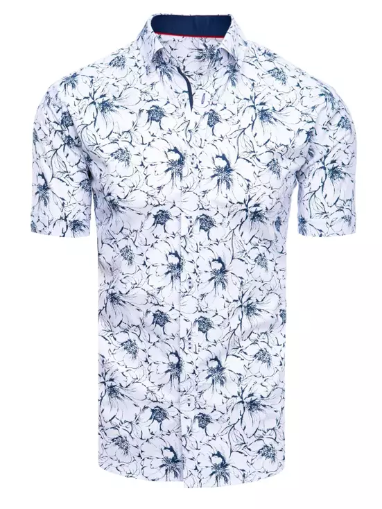 Koszula męska we wzory z krótkim rękawem biała Dstreet KX0962