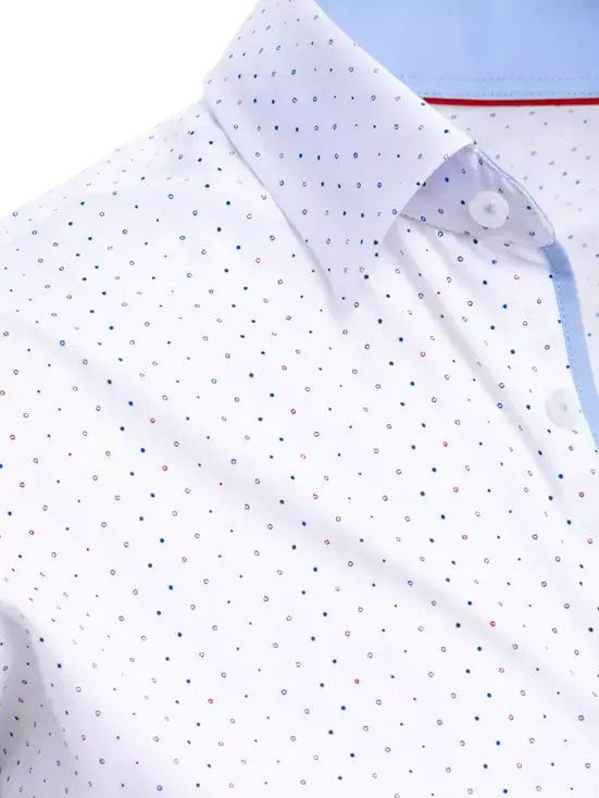 Koszula męska we wzory z krótkim rękawem biała Dstreet KX0968