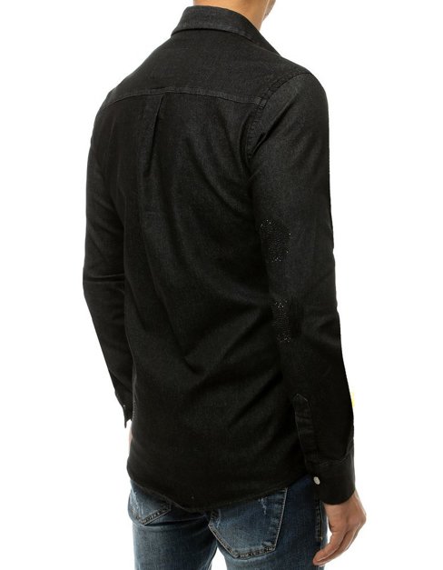Koszula męska z długim rękawem czarna DX1917