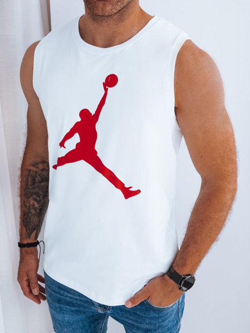 Koszulka męska bez rękawów z nadrukiem biała Dstreet RX5310