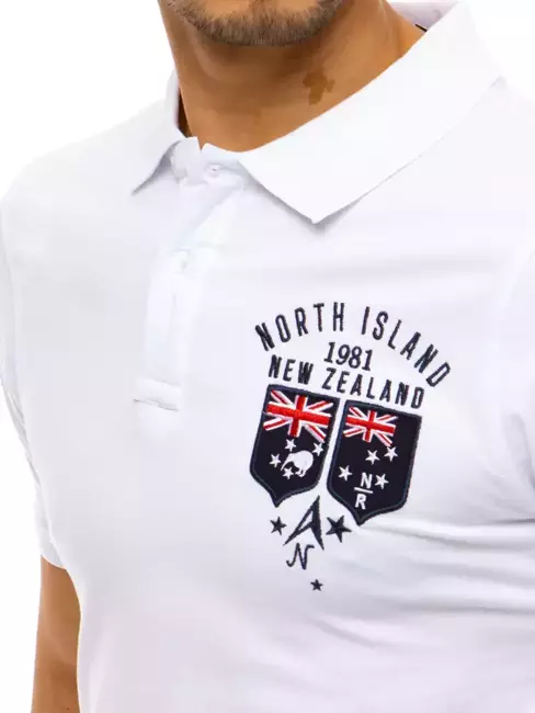 Koszulka męska polo z haftem biała Dstreet PX0428