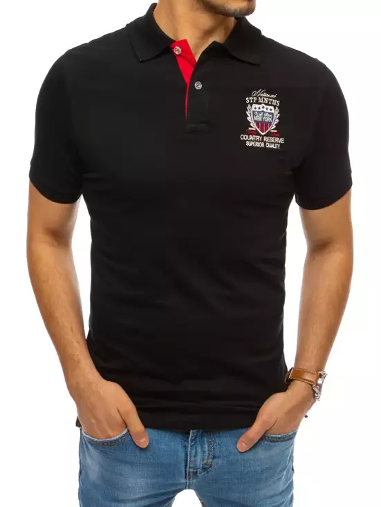 Koszulka męska polo z haftem czarna Dstreet PX0411
