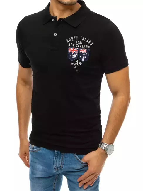 Koszulka męska polo z haftem czarna Dstreet PX0429