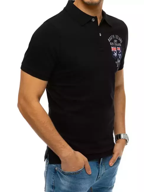 Koszulka męska polo z haftem czarna Dstreet PX0429