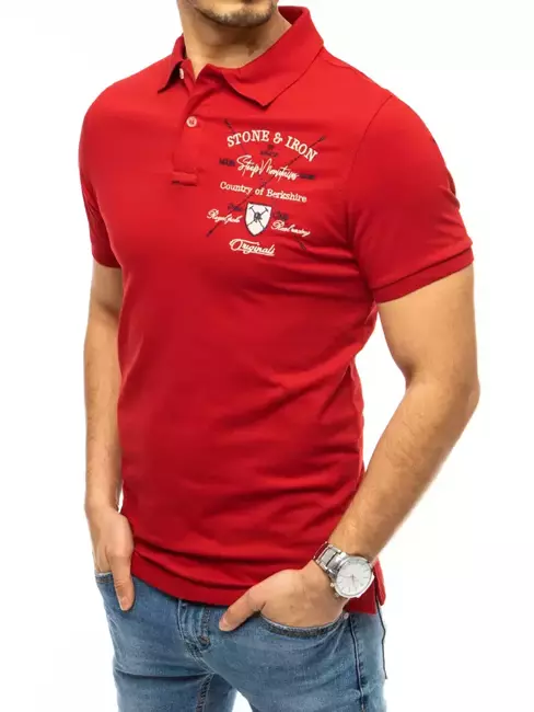 Koszulka męska polo z haftem czerwona Dstreet PX0399
