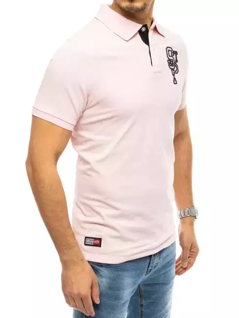 Koszulka męska polo z haftem różowa Dstreet PX0444