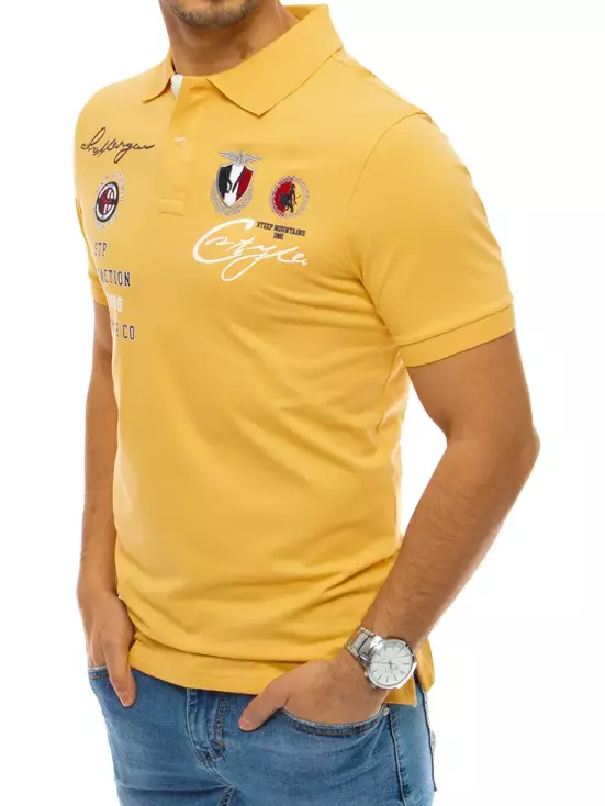 Koszulka męska polo z haftem żółta Dstreet PX0406