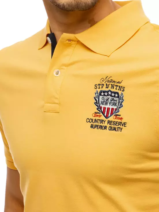 Koszulka męska polo z haftem żółta Dstreet PX0410