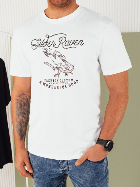 Koszulka męska z nadrukiem biała Dstreet RX5362