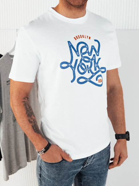Koszulka męska z nadrukiem biała Dstreet RX5369