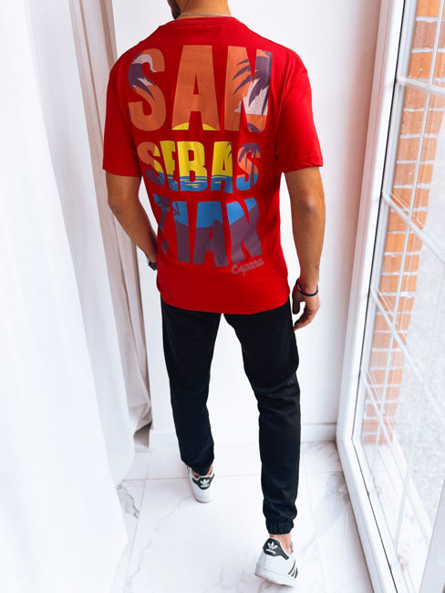 Koszulka męska z nadrukiem czerwona Dstreet RX5177
