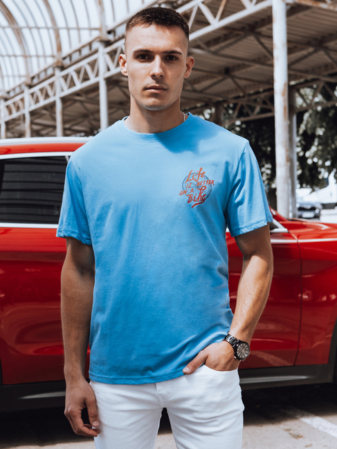 Koszulka męska z nadrukiem jasnoniebieska Dstreet RX5492
