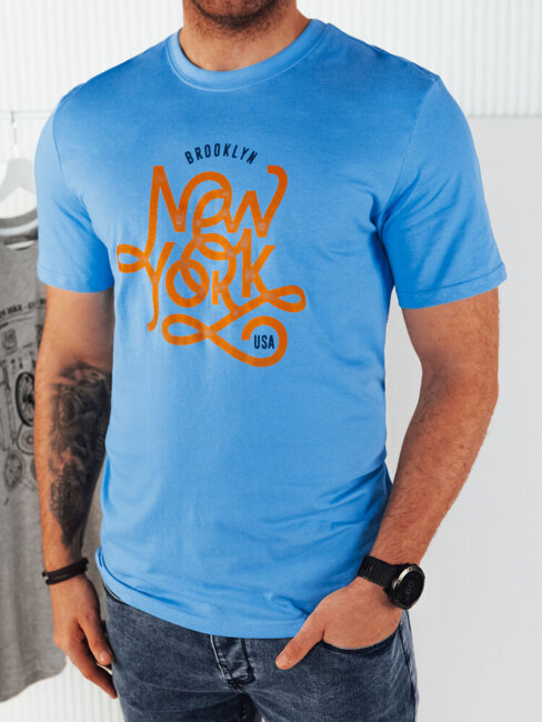 Koszulka męska z nadrukiem niebieska Dstreet RX5370