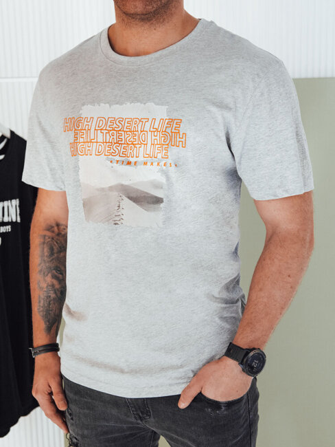Koszulka męska z nadrukiem szara Dstreet RX5488