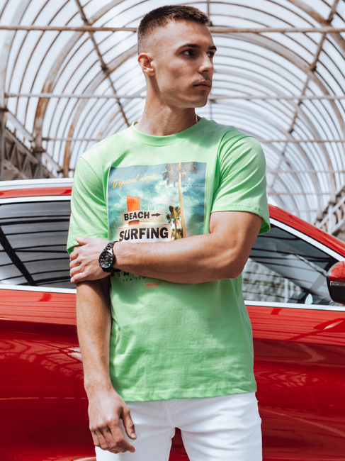 Koszulka męska z nadrukiem zielona Dstreet RX5498