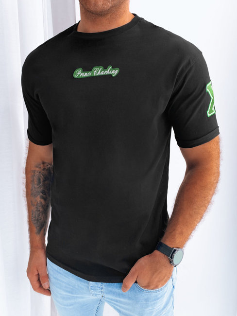 Koszulka męska z naszywkami czarny Dstreet RX5176