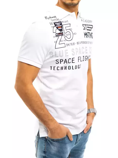 Koszulka polo męska z nadrukiem biała Dstreet PX0463