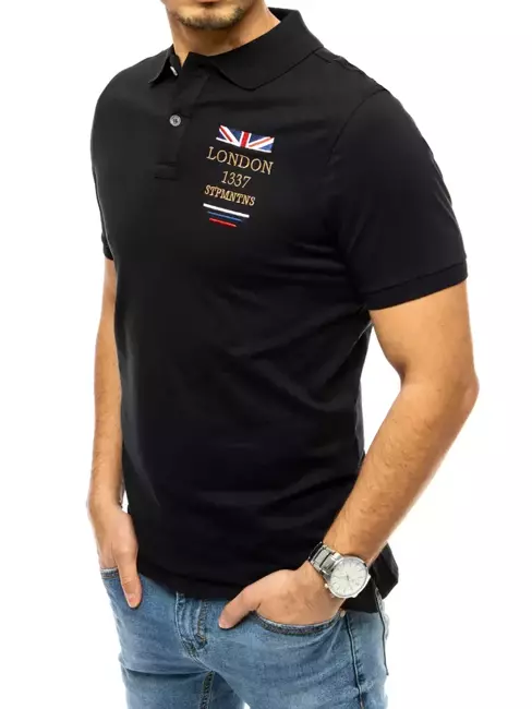 Koszulka polo z haftem czarna Dstreet PX0437