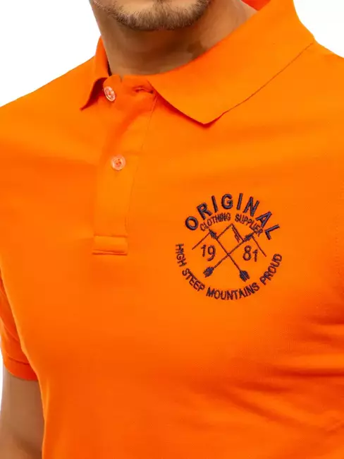 Koszulka polo z haftem pomarańczowa Dstreet PX0395