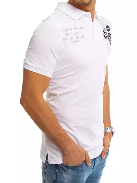 Koszulka polo z nadrukiem biała Dstreet PX0376